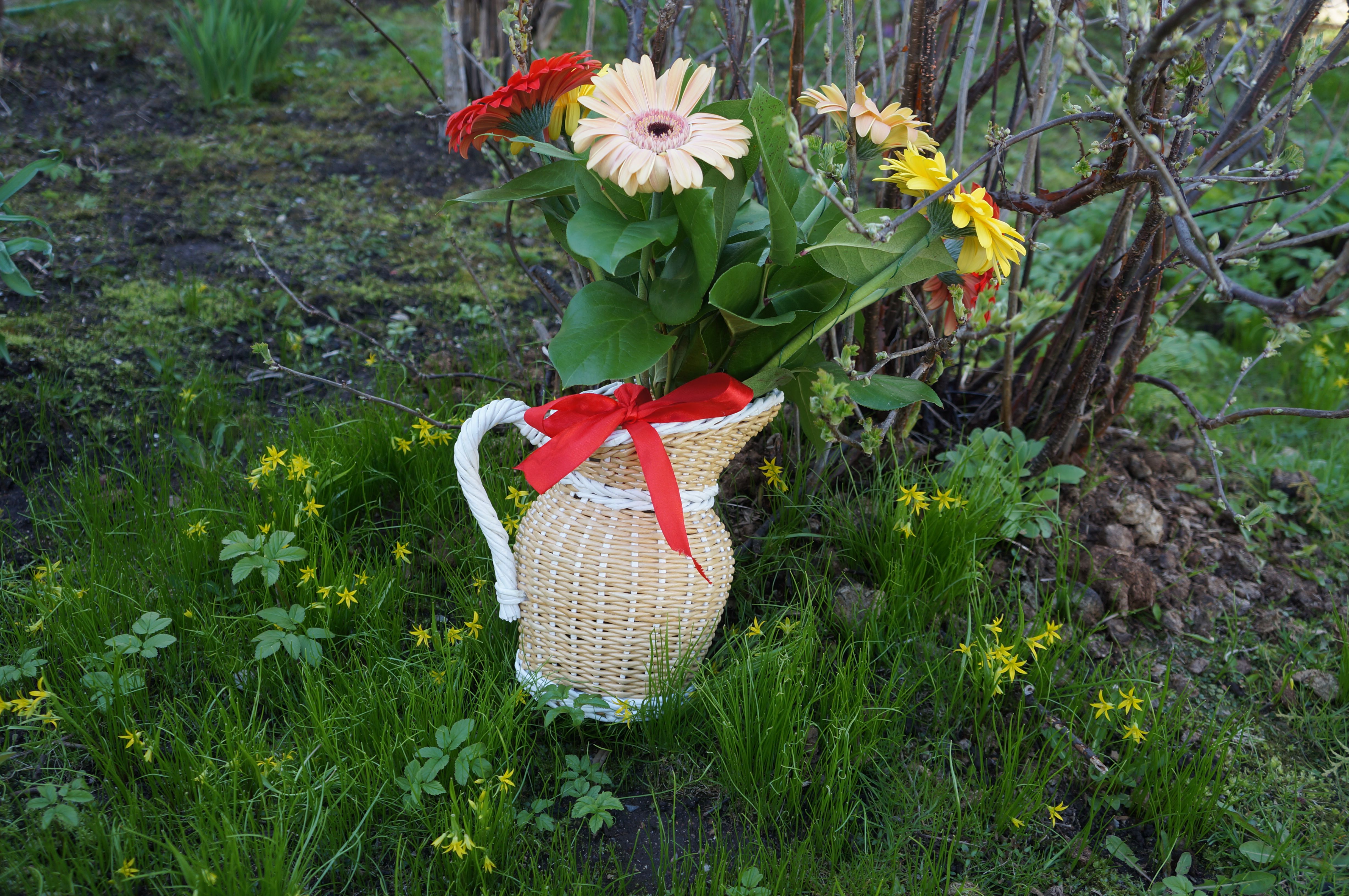 корзина цветов ваза плетеный кувшин
