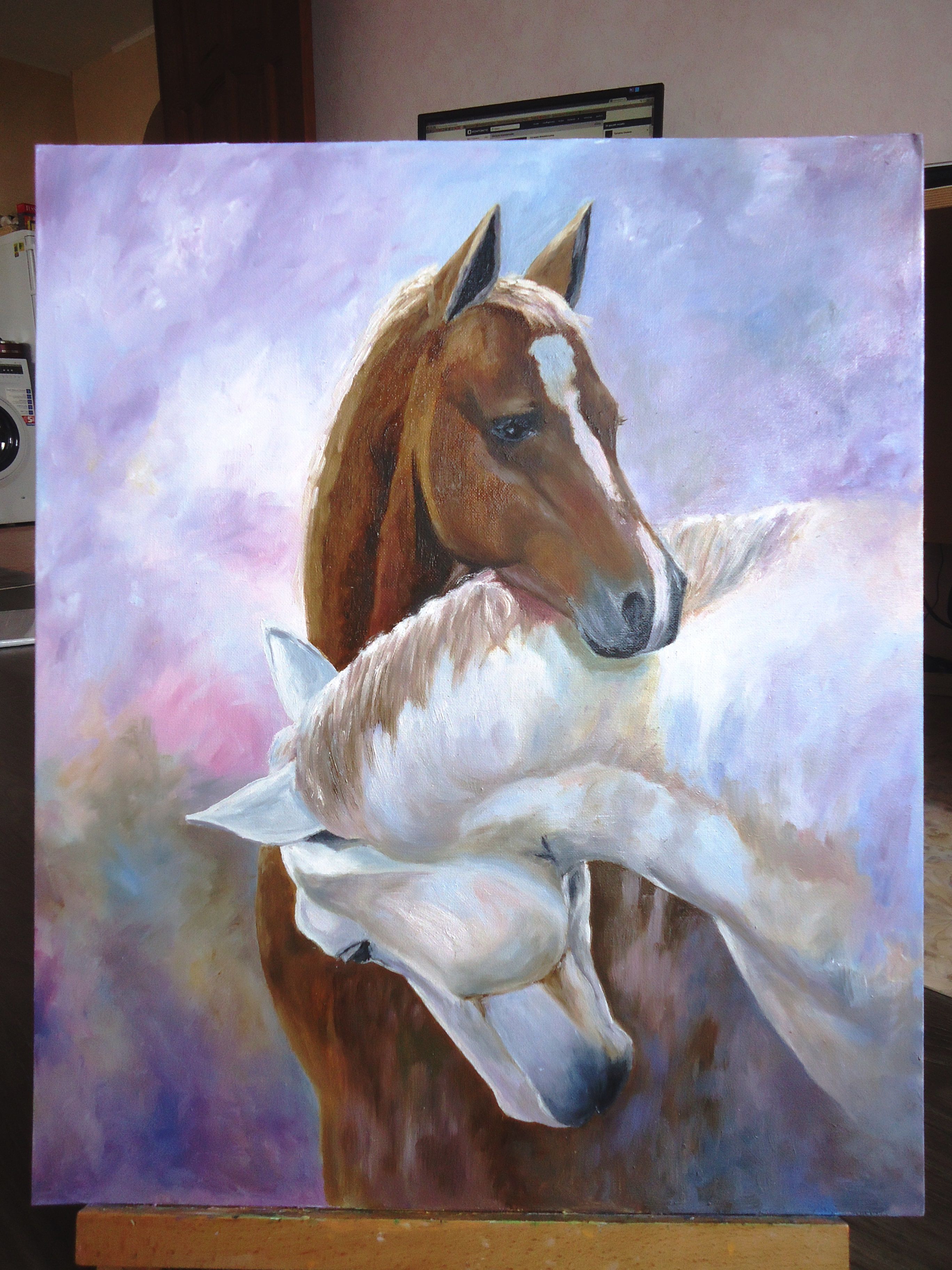 животные живописьмаслом картина лошади масло подарок кони холст