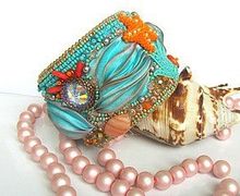 Браслет с шибори лентой и Сваровски