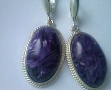 Кольцо Серьги ЧАРОИТ ЗЕРНИСТЫЙ