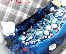 Клатч "Подводный мир", вышитый бисером и натуральными камнями.