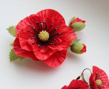 брошь красный мак