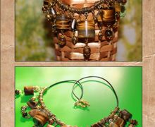 Колье из тигрового глаза на кожаном шнуре