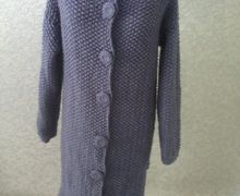 Пальто с объемными цветами, серый джинс