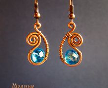 Медные серьги "Голубая капля"