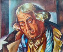 Копия фрагмента картины "Старик с Мандалиной" Тамары де Лемпики