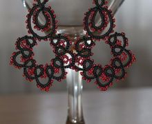 кружевные серьги "хохлома"