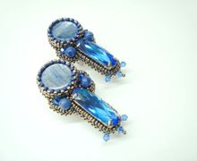 Синие серьги с натуральным кианитом Ледяная Королева