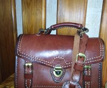 кожаная барсетка , ручная работа