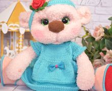 игрушка вязаная амигуруми мишка тедди Карамелька