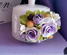 Сахарница с декором из полимерной глины "Розы"