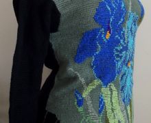 Пуловер "Ирисы" (вязание с вышивкой)