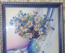 Картина "Васильково-ромашковый букет"