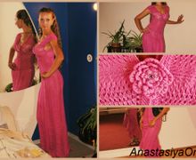 Летнее вязаное платье "Чайная роза"