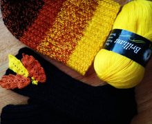 шапочка и митенки Осенний каприз