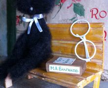 Черный кот с очками и книгой