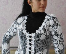 Кофточка крючком.Ирландское кружево.