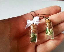 Серьги "Баночки-бутылочки" с клевером