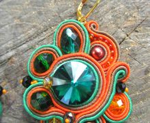 Сутажный серьги с кристаллами Сваровски "Яркая очень"