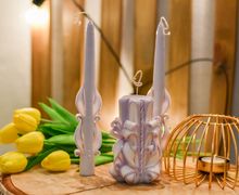 Резные свечи набор светло фиолетовый