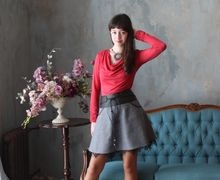 юбка с кокеткой из кожи