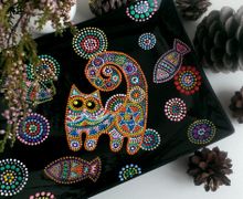 Декоративная тарелочка "Кошачий сон"