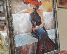 картина маслом Женщина с бокалом.