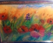 Картина из шерсти "Маки"