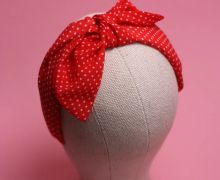 Ободок красный в белый горошек