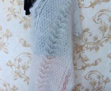 Палантин пуховый ." Морозные веточки."