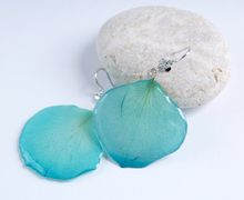 Серьги из лепестков окрашенной розы.