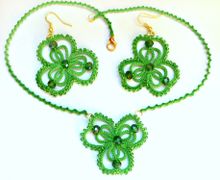 Серьги и кулон "Листочек клевера на удачу"