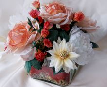 Букет из шелковых цветов. Персиковый восторг