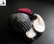 Брошь с перламутром и ракушкой