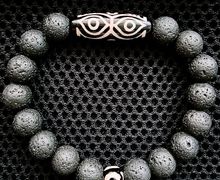 Мужской браслет из вулканической лавы с Дзи Глаза Дракона и 3 глаза