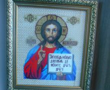 Вышитая икона Спасителя (счетный крестик)