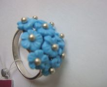 Серьги Кольцо Незабудки Природная Бирюза