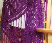 Шаль крючком  Фиолет ажур