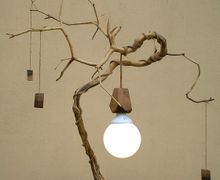 Деревянный LED настольный светильник из элементов вяза, ясеня и ореха,  ручная работа