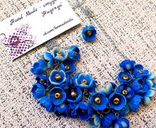 Колье Голубые цветы