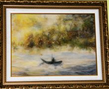 Картина из шерсти "Осенняя рыбалка".