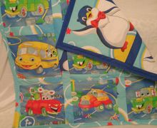 Двухсторонний набор в кроватку "пингвины и машинки"