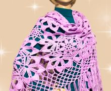 Вязаная теплая шаль.