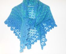 Шаль мохеровая "Сине-зелёная"