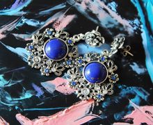 Цветочные серьги Синяя бирюза