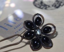 Шпилька для волос Гагат и Лабрадорит