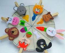 Развивающая игра ручной работы Кто что ест на прищепках