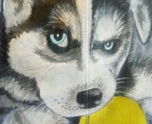 Джинсовая куртка с росписью "Хаски"