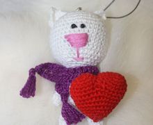 Игрушка/брелок Кот Валентин, вязаная игрушка