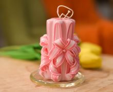 Резная свеча Розовые цветы